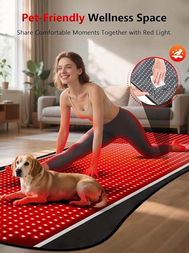 77.6"x36" Red Light Therapy Mat for Body, 1408pcs Infrared Red Light Therapy Blanket