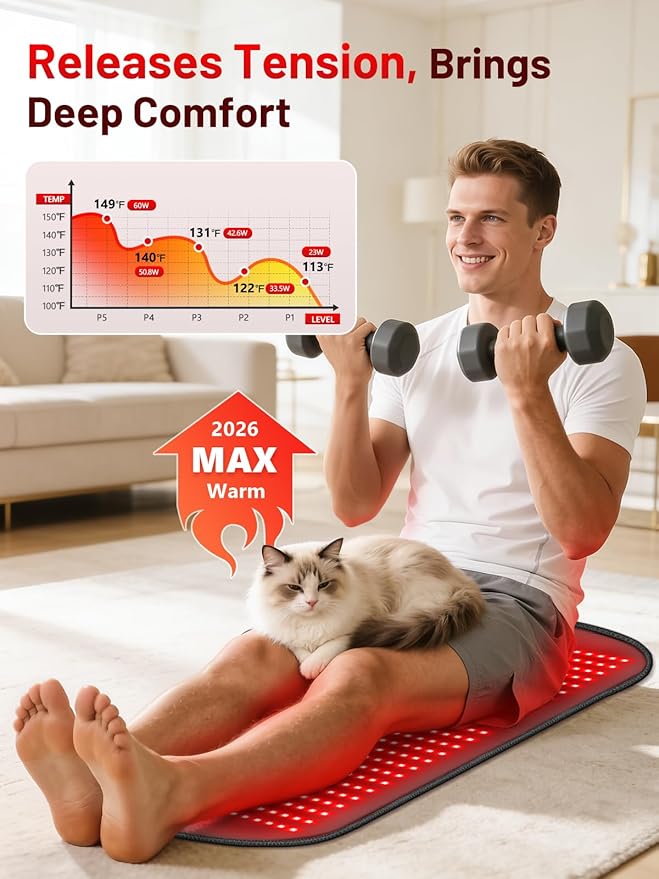 35.4'' x 17'' Large Red Light Therapy Mat for Body, 500 LEDs 660nm& 850nm Near Infrared Light Therapy Pad Wrap Belt Blanket