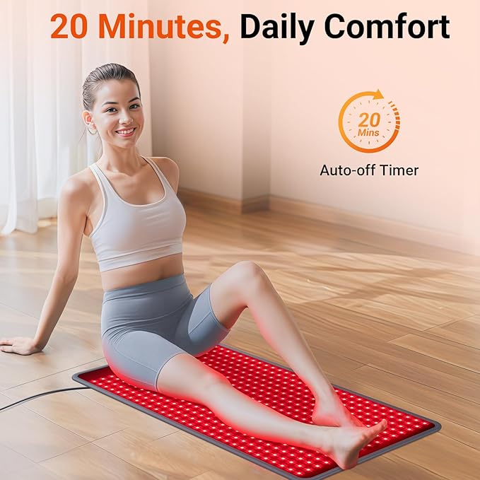 Comfytemp 33'' x 17'' Red Light Therapy Mat for Body, 480 LEDs FSA Eligible HSA Near Infrared Light Therapy Pad