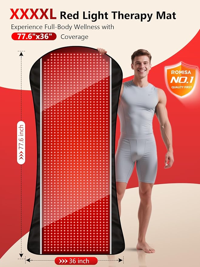 77.6"x36" Red Light Therapy Mat for Body, 1408pcs Infrared Red Light Therapy Blanket