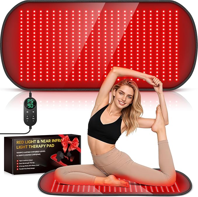 35.4'' x 17'' Large Red Light Therapy Mat for Body, 500 LEDs 660nm& 850nm Near Infrared Light Therapy Pad Wrap Belt Blanket