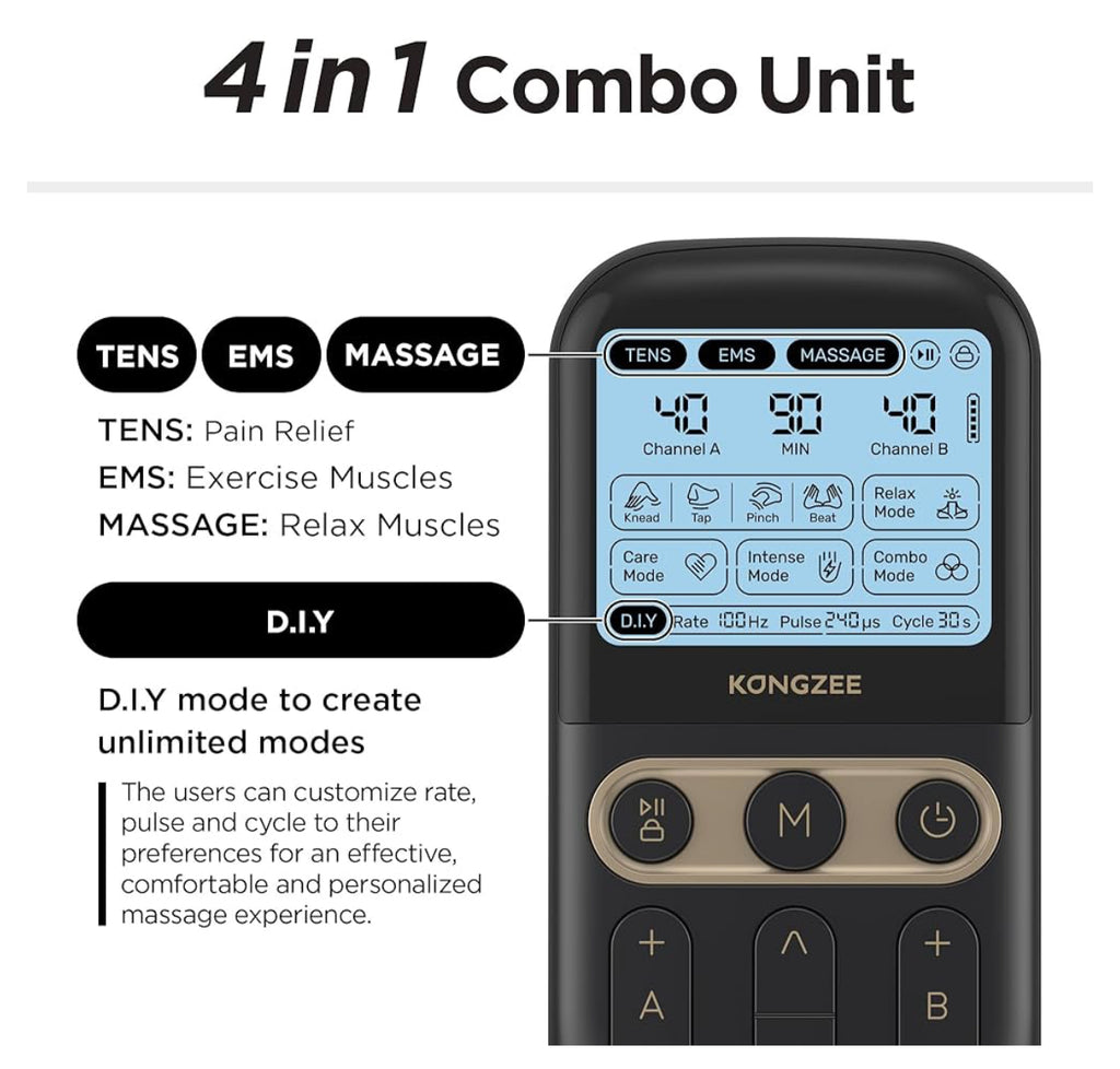 4 in 1 - D.I.Y & Tens Unit & EMS & Massage Muscle Stimulator